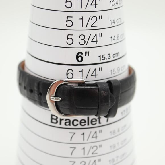 Caravelle by Bulova Silver Tone Watch 27mm Barrel Black Leather w New Battery - Picture 16 of 16